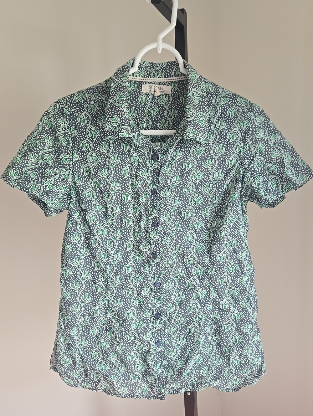 Green Leaf Mrs Treloar Shirt Short-Sleeve Button Front Top Size:4